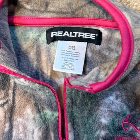 Realtree girls fleece jacket camo with pink trim XL 14-16 GUC - Picture 5 of 6